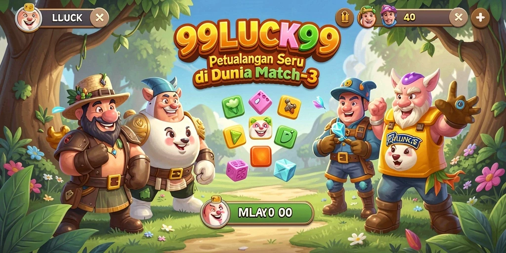 Screenshot utama 99LUCK99 menampilkan momen seru gameplay Match-3.