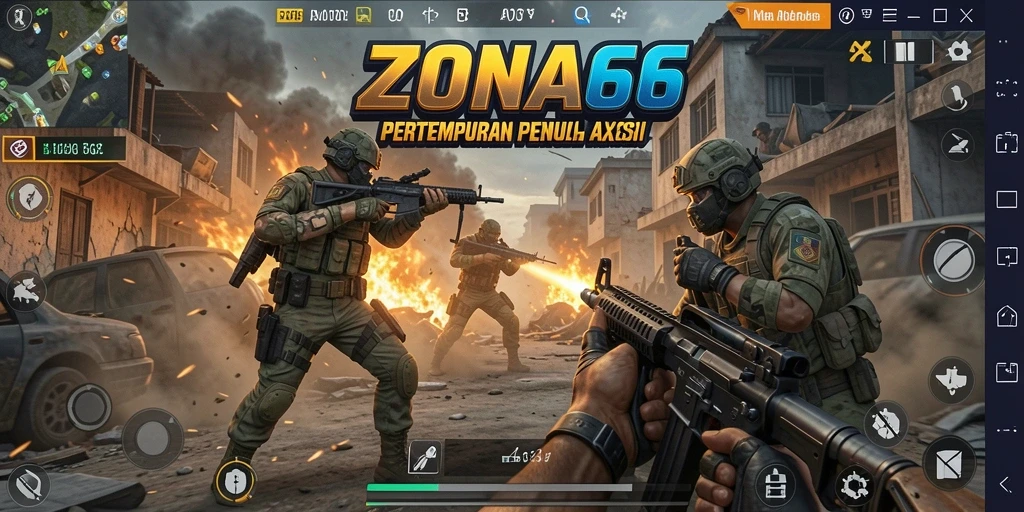 Tampilan gameplay ZONA66 yang menegangkan dan intens.